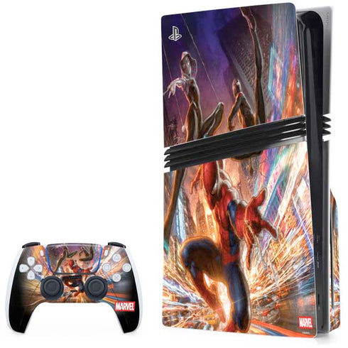 Marvel Spiderman Group Wall PS5 Pro Disk Bundle  Skin